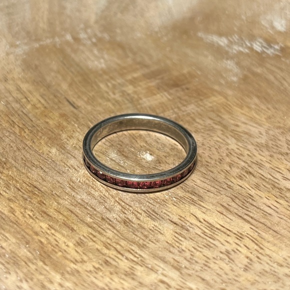 Pink CZ 925 Sterling Silver Stacker Ring - Picture 8 of 13